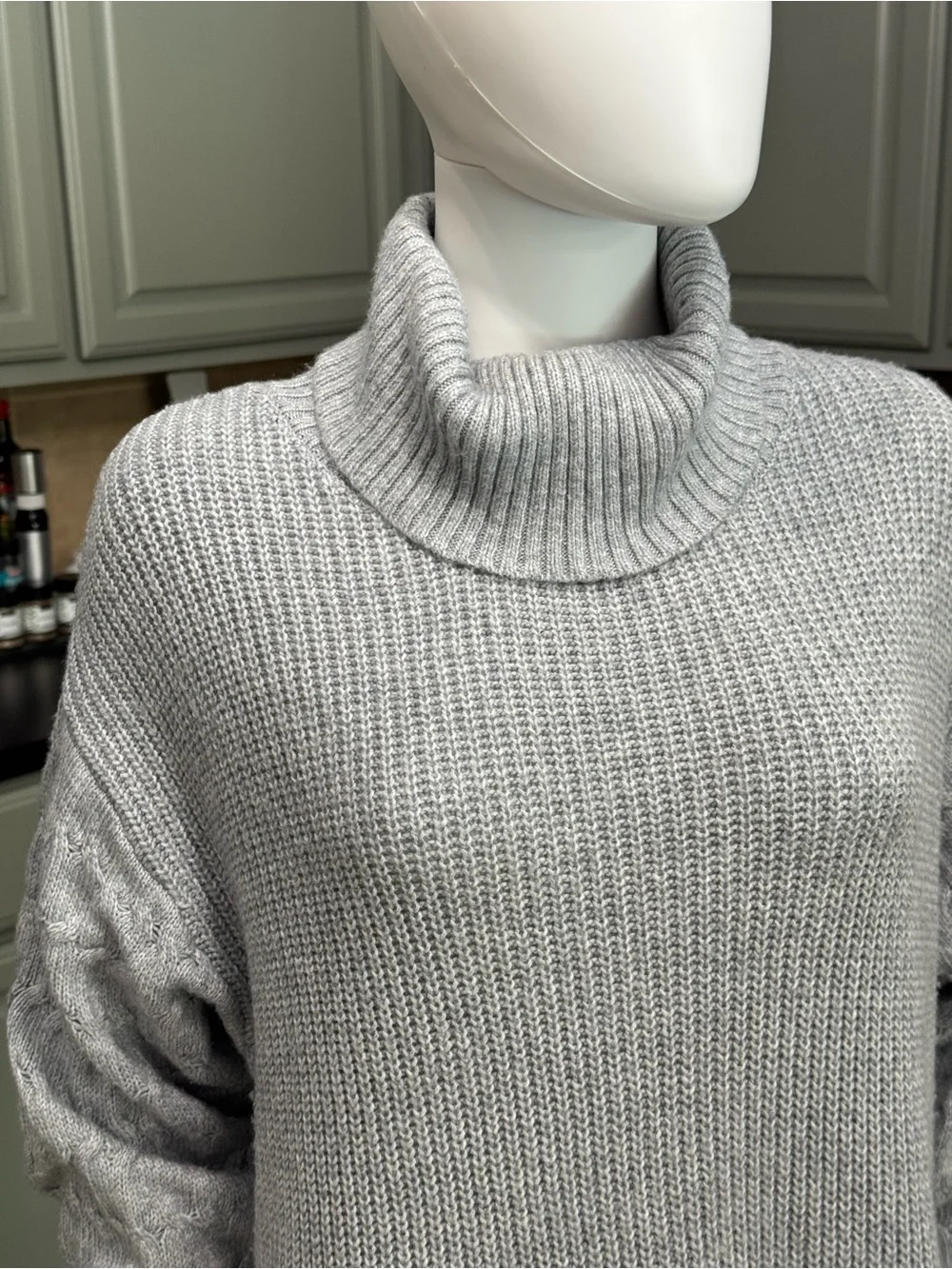 𝙎𝙩 𝙅𝙤𝙝𝙣'𝙨 𝘽𝙖𝙮 Tunic Sweater Dress Gray Cable Knit Turtleneck XL